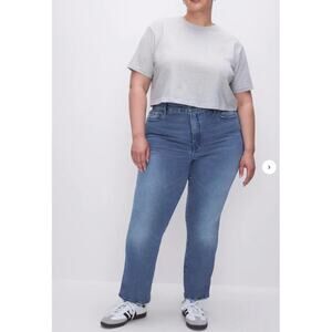 GOOD AMERICAN NWT Good Curve Straight Denim Jeans in Blue858 // 14